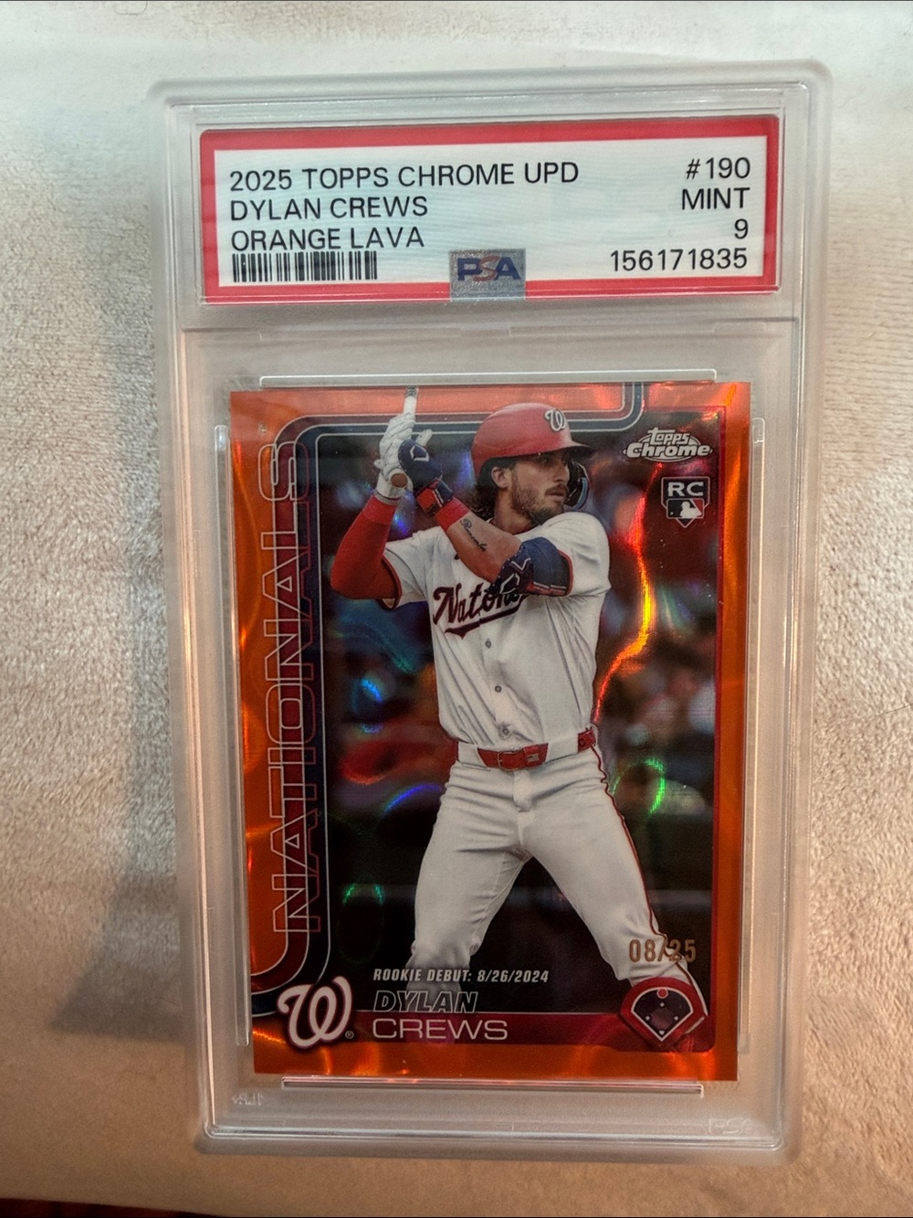 PSA 9 Dylan Crews Topps Chrome Rookie Lava /25